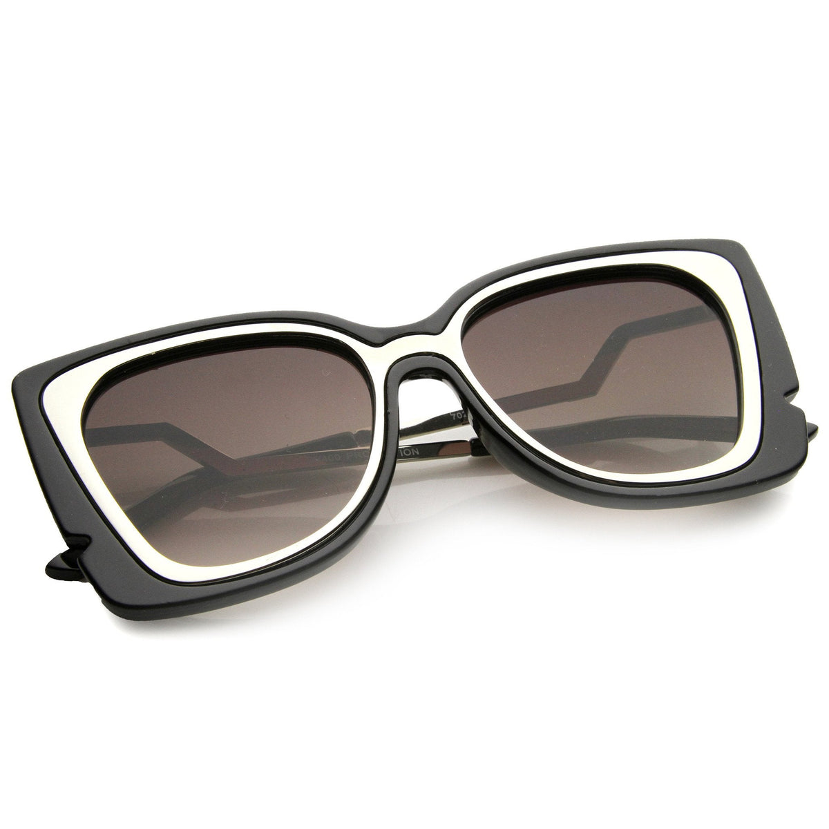 Women's Oversize Notched Angled Temple Cat Eye Sunglasses A833