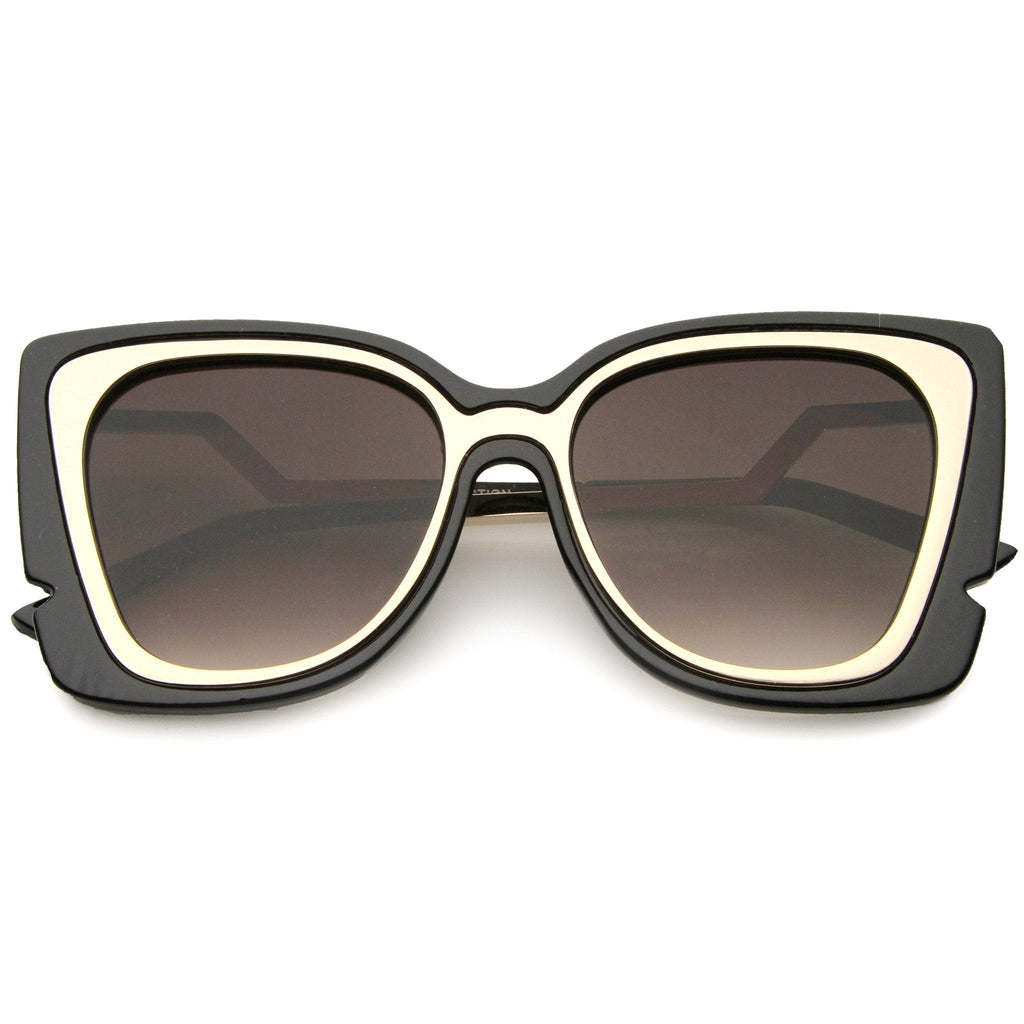 Women's Oversize Notched Angled Temple Cat Eye Sunglasses A833