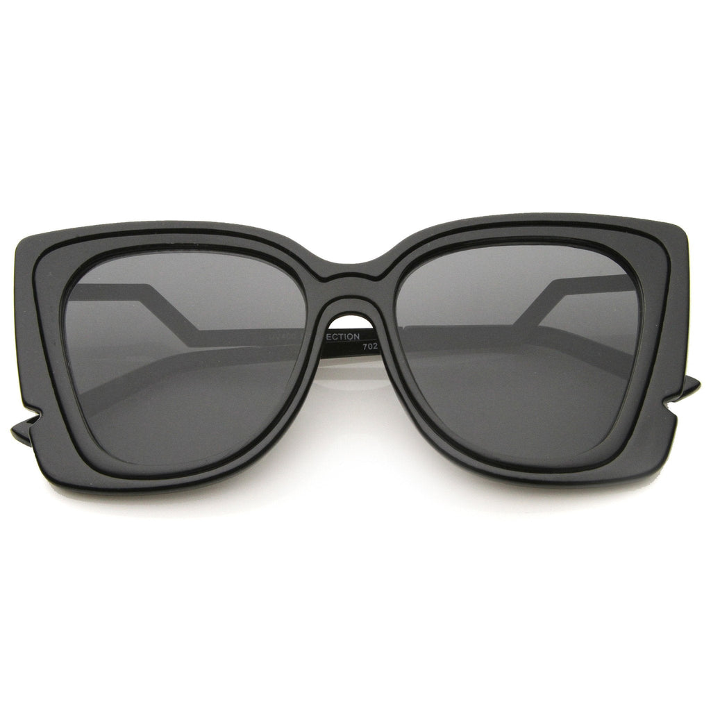 Women's Oversize Notched Angled Temple Cat Eye Sunglasses A833