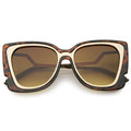Women's Oversize Notched Angled Temple Cat Eye Sunglasses A833