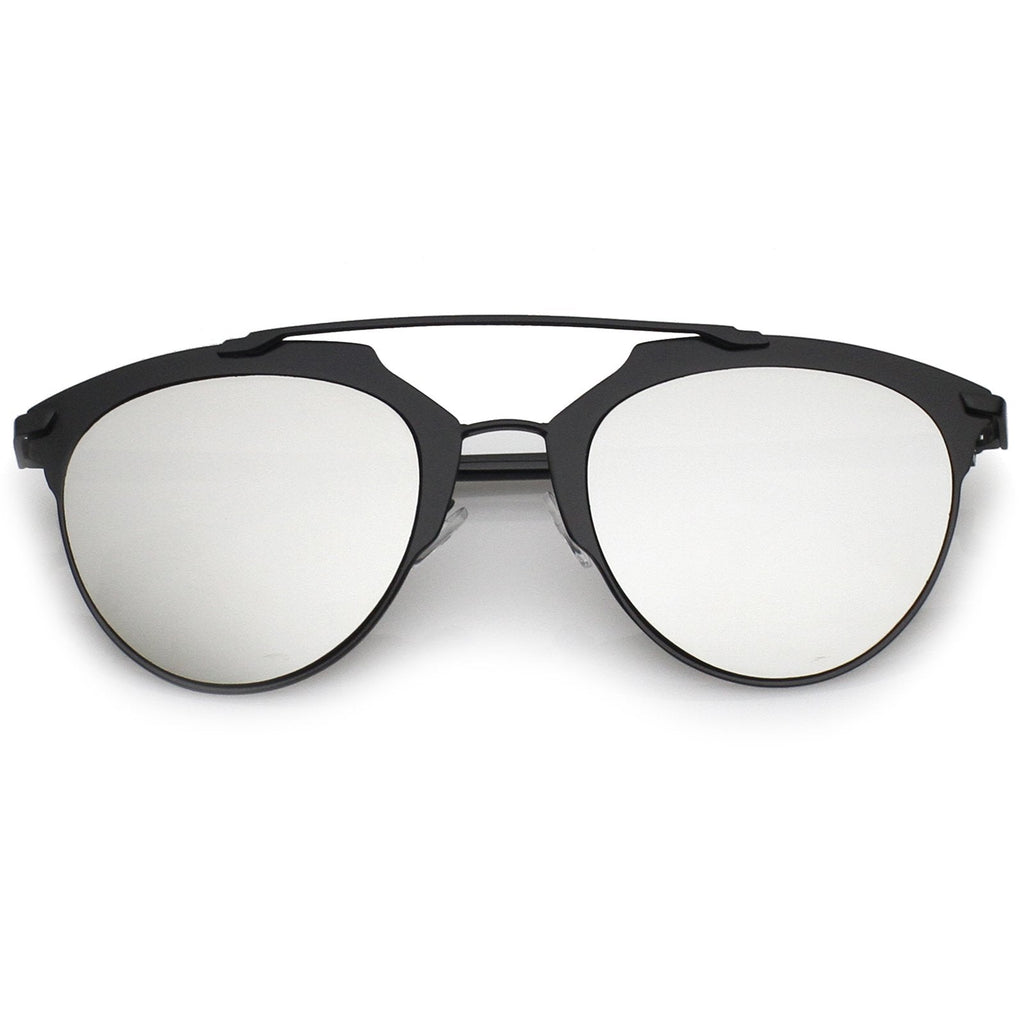 Modern Metallic Frame Mirrored Lens Pantos Aviator Sunglasses A317