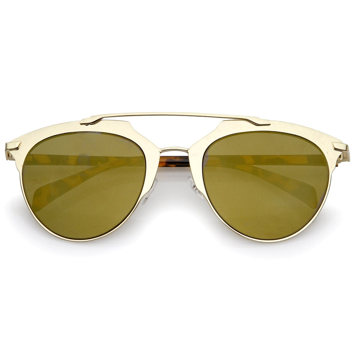 Modern Metallic Frame Mirrored Lens Pantos Aviator Sunglasses A317