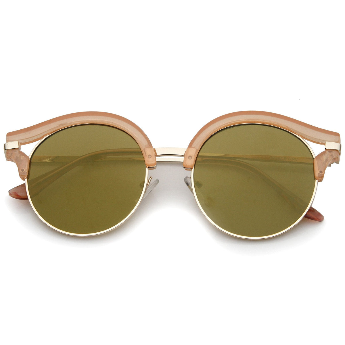 Women's Round Transparent Horned Rim Flat Lens Sunglasses A791