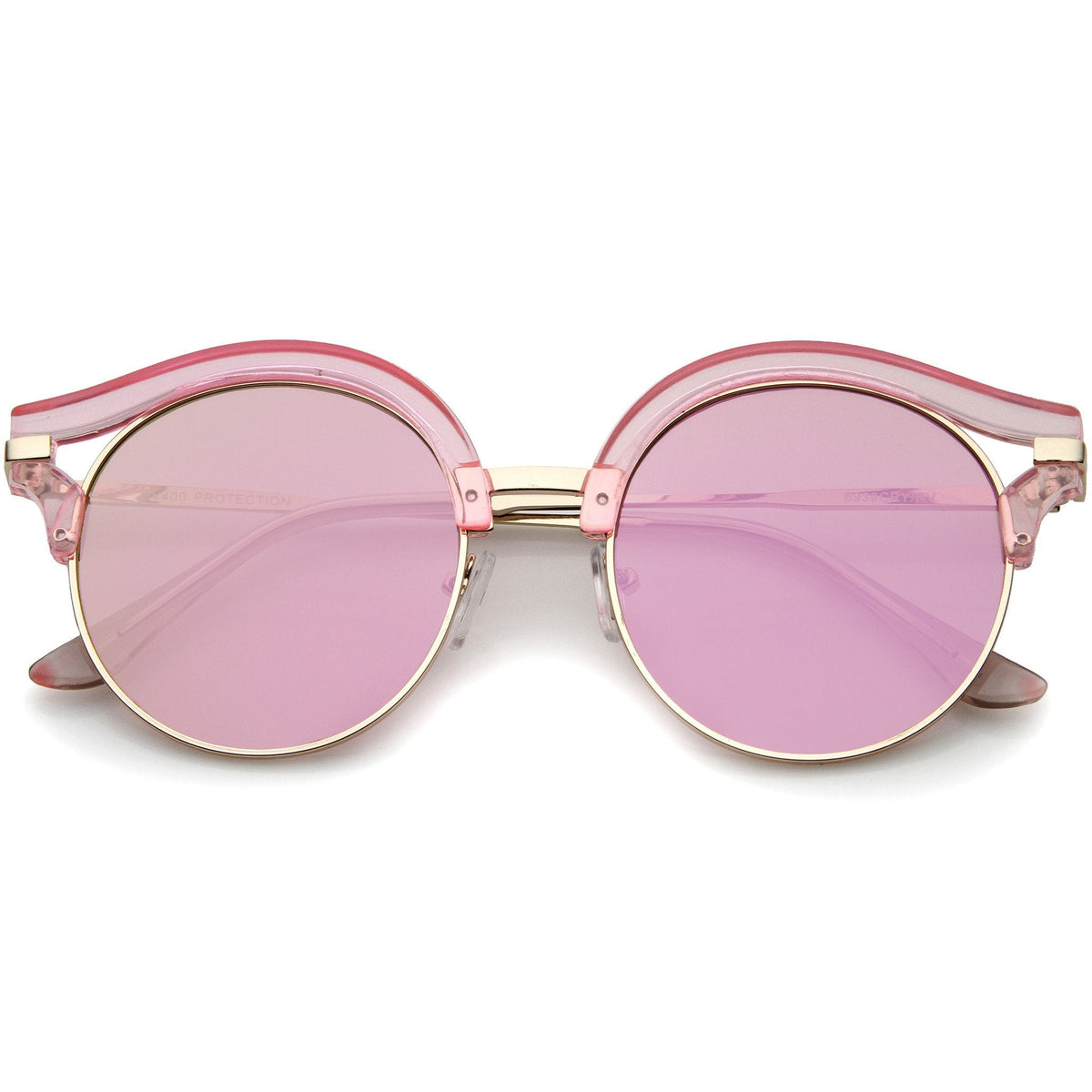 Women's Round Transparent Horned Rim Flat Lens Sunglasses A791
