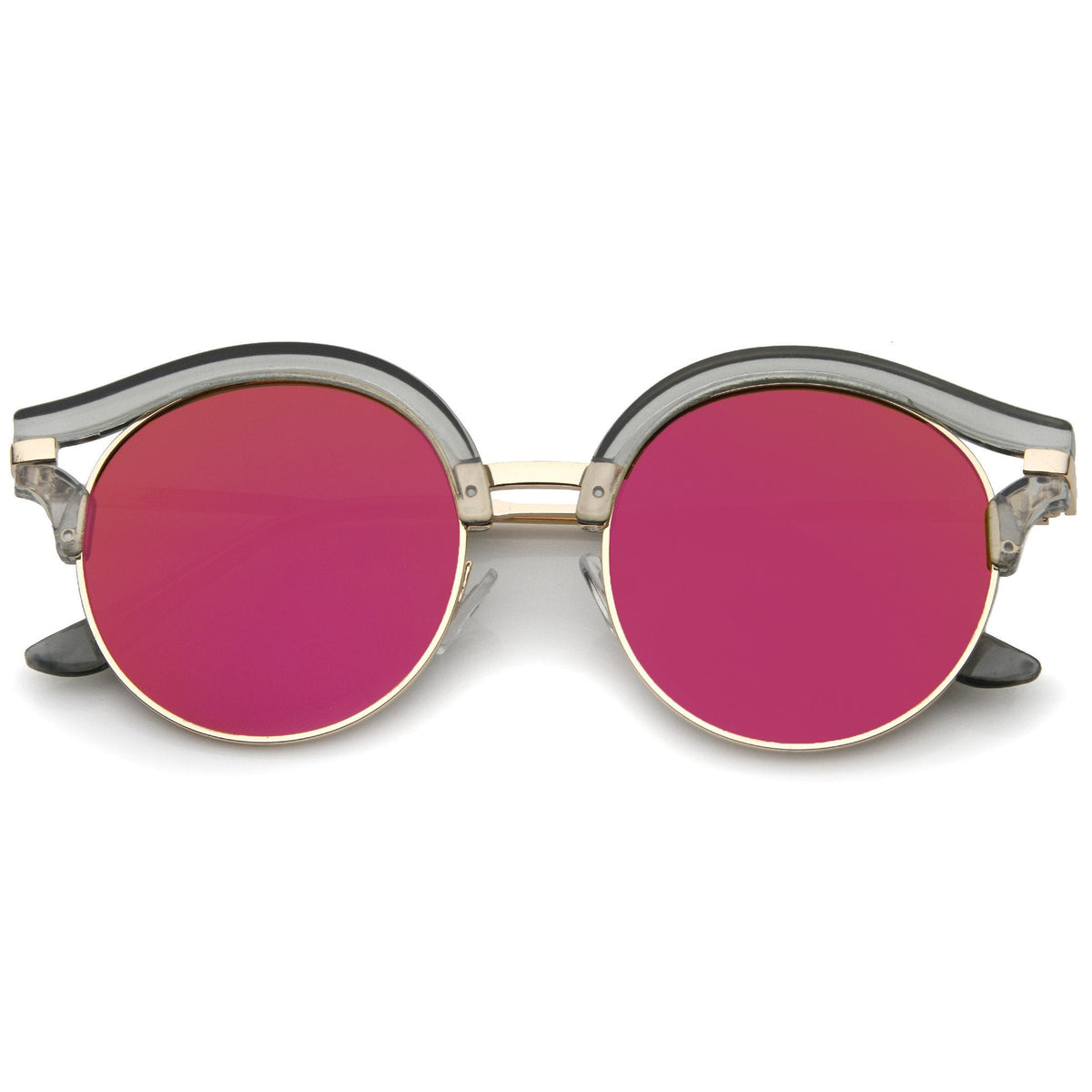 Women's Round Transparent Horned Rim Flat Lens Sunglasses A791