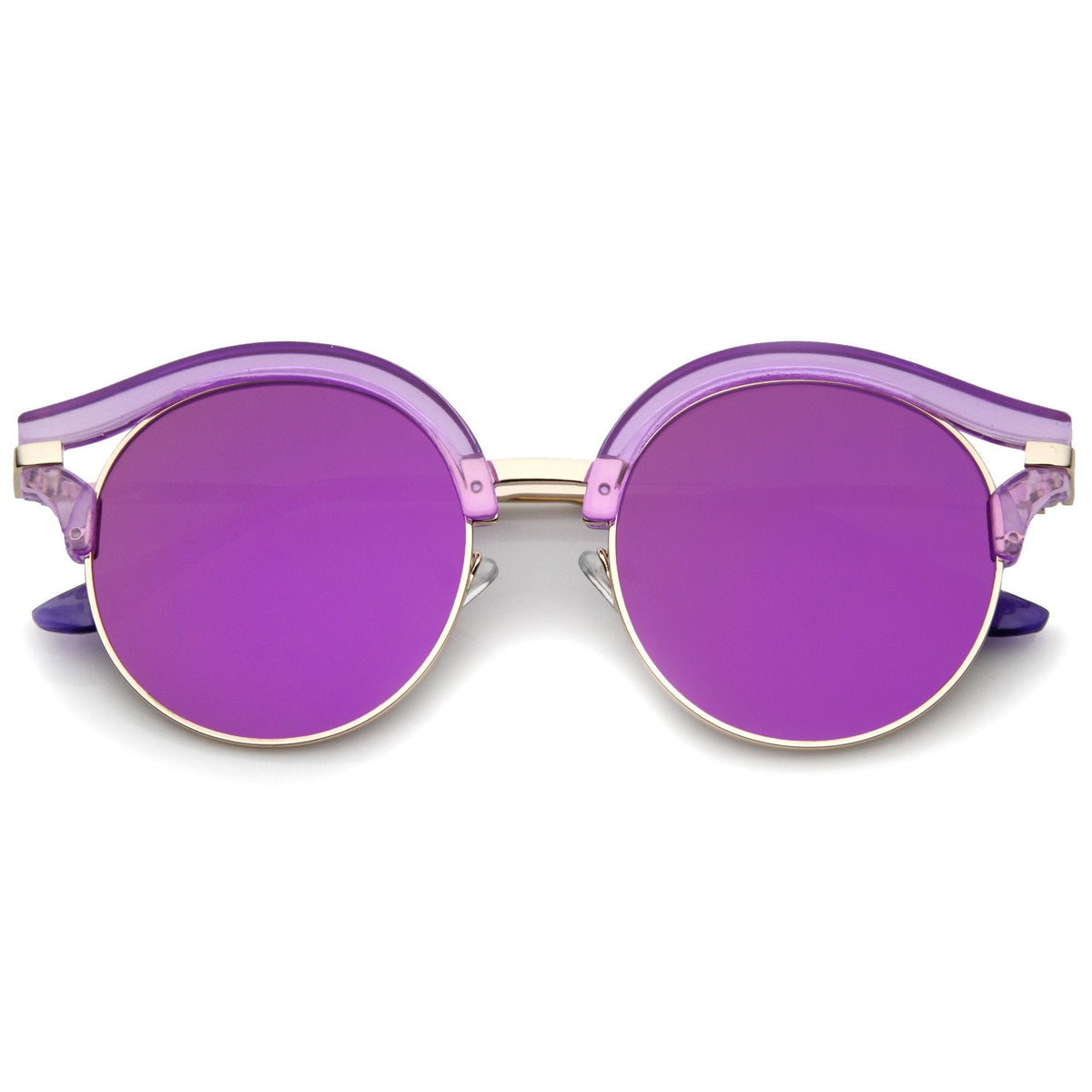 Women's Round Transparent Horned Rim Flat Lens Sunglasses A791