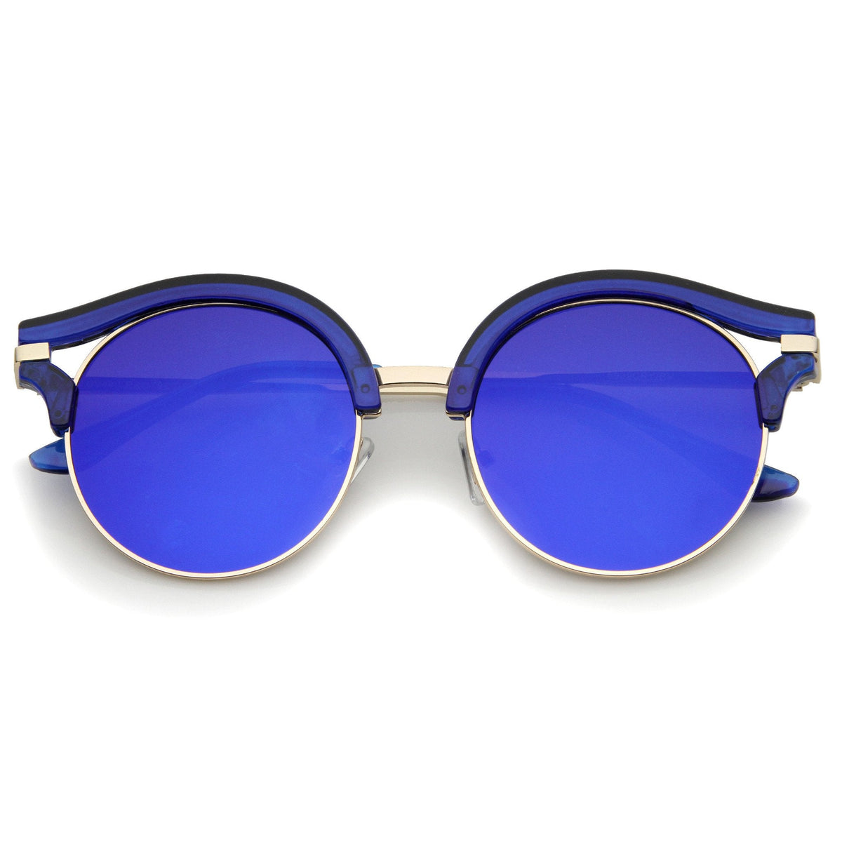 Women's Round Transparent Horned Rim Flat Lens Sunglasses A791