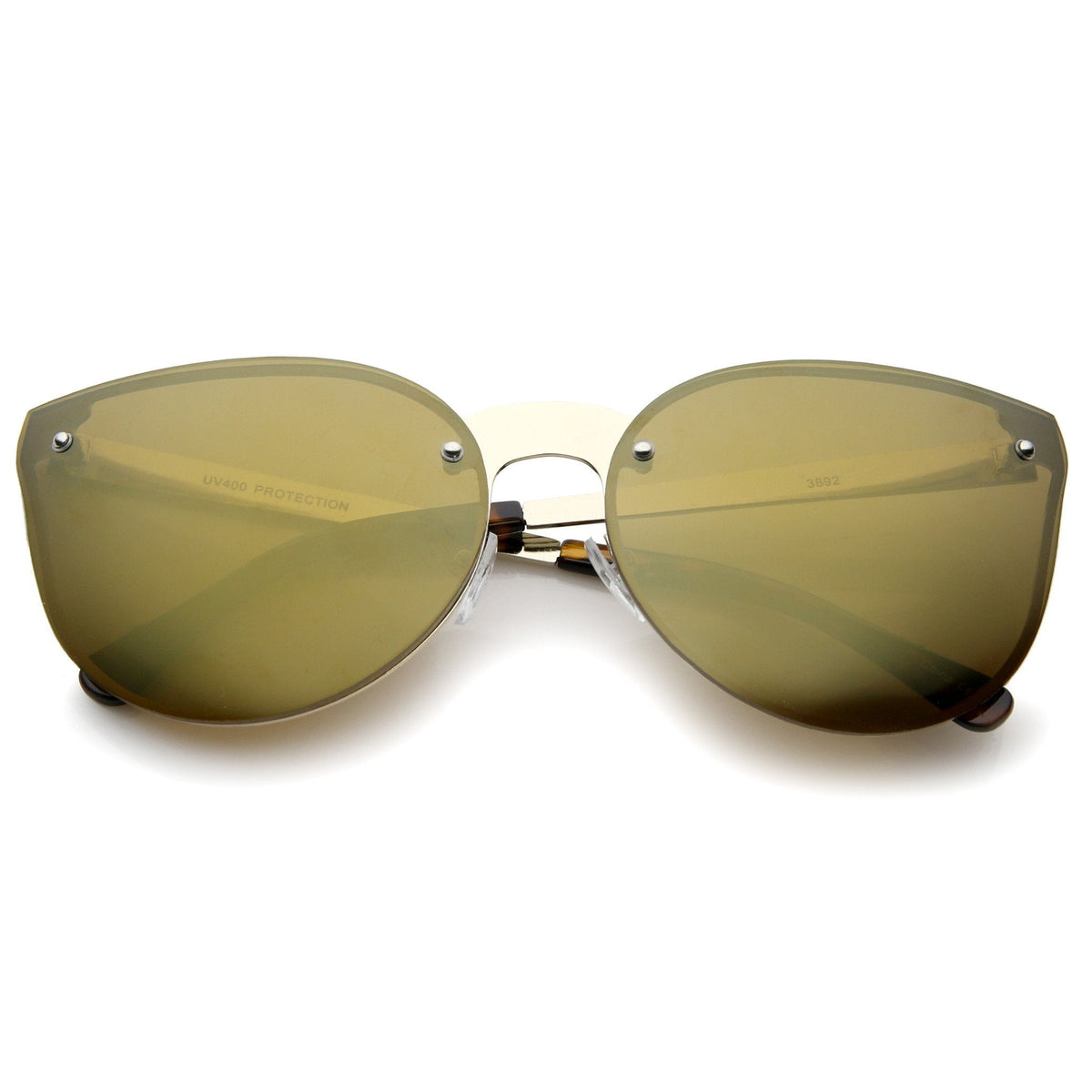 Oversize Rimless Cat Eye Shield Mirror Lens Sunglasses A442