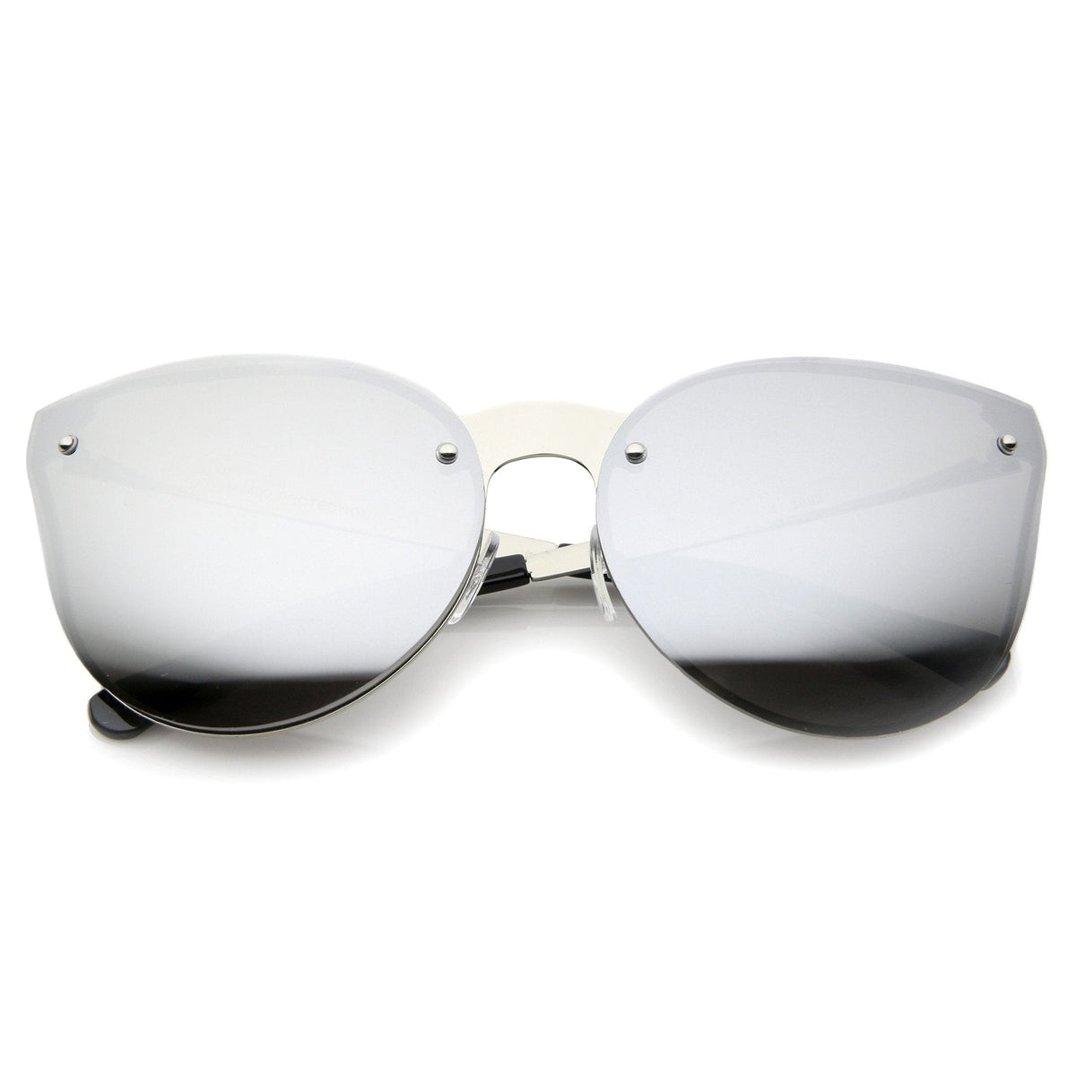 Oversize Rimless Cat Eye Shield Mirror Lens Sunglasses A442