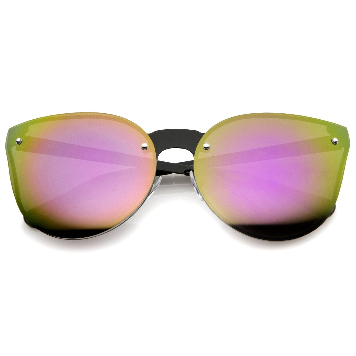Oversize Rimless Cat Eye Shield Mirror Lens Sunglasses A442