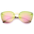 Oversize Rimless Cat Eye Shield Mirror Lens Sunglasses A442