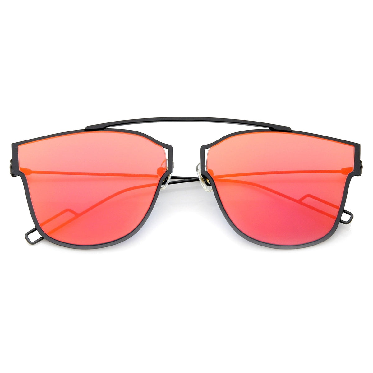 Modern Thin Flat Mirrored Lens Horned Rim Sunglasses A340