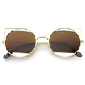 Women's Round Laser Cutout Cat Eye Sunglasses A350
