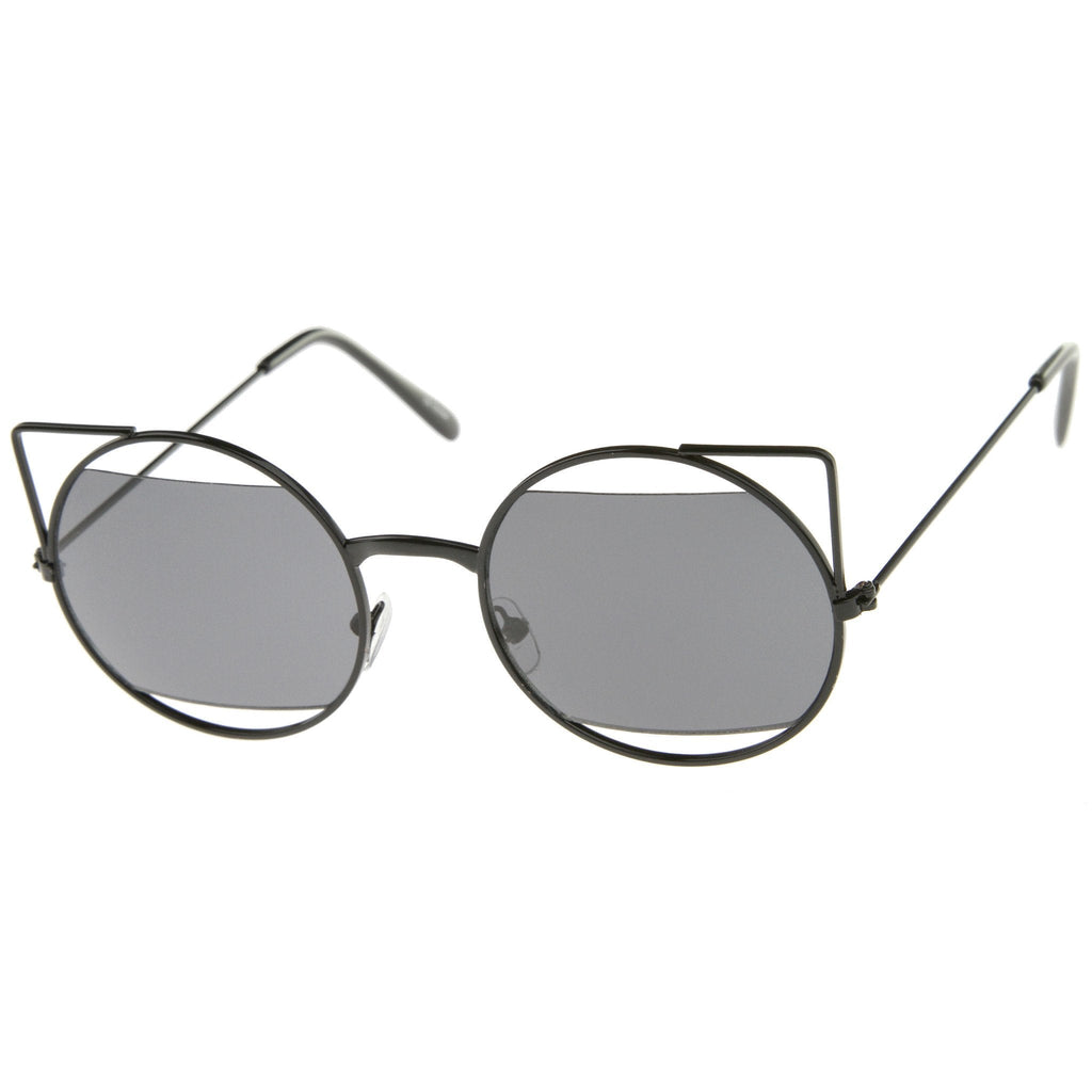 Women's Round Laser Cutout Cat Eye Sunglasses A350