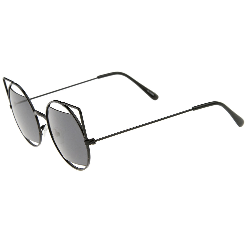 Women's Round Laser Cutout Cat Eye Sunglasses A350