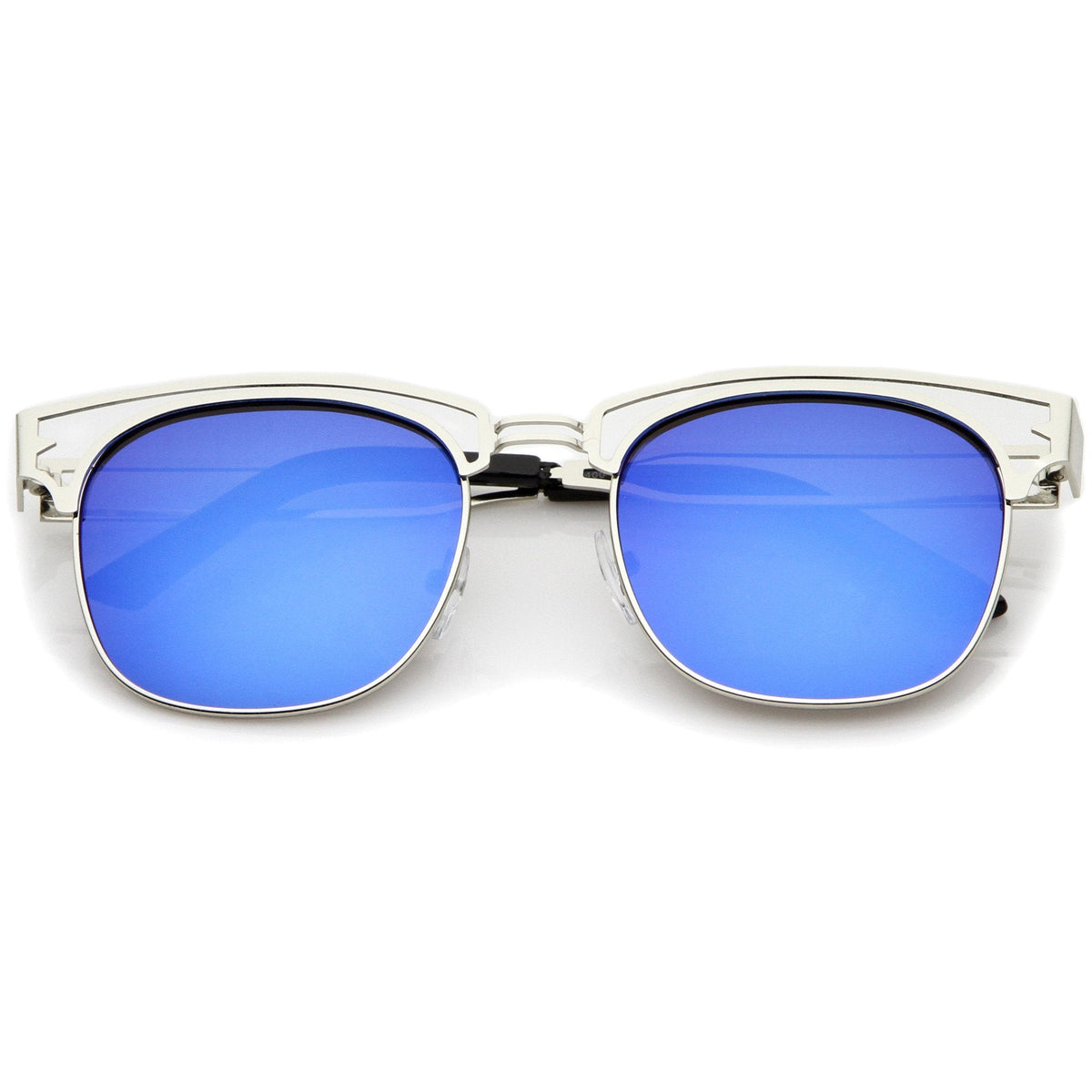 Modern Laser Cut Horned Rim Flat Mirror Lens Sunglasses A494