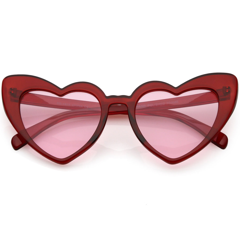 Women's Oversize Translucent Cat Eye Heart Shape Sunglasses C577