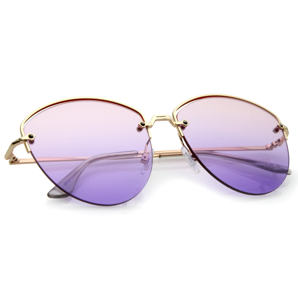 Women's Half Frame Gradient Lens Sunglasses A928