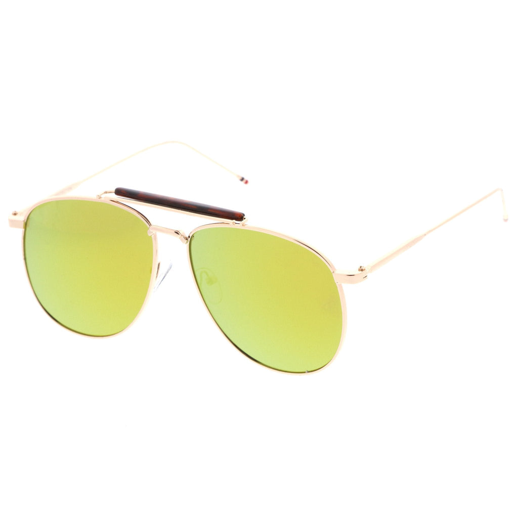 Oversize Round Mirrored Flat Lens Aviator Sunglasses A797