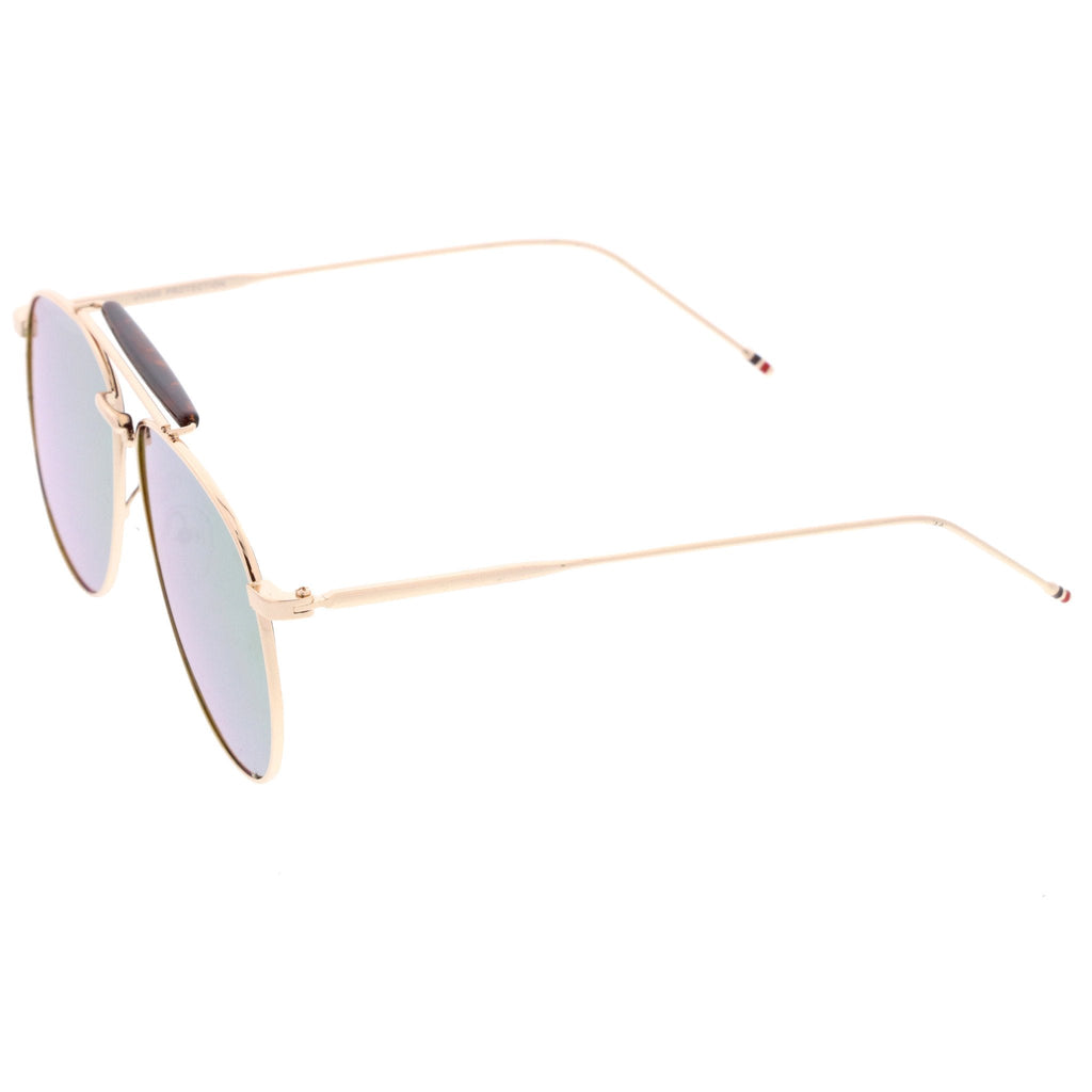 Oversize Round Mirrored Flat Lens Aviator Sunglasses A797