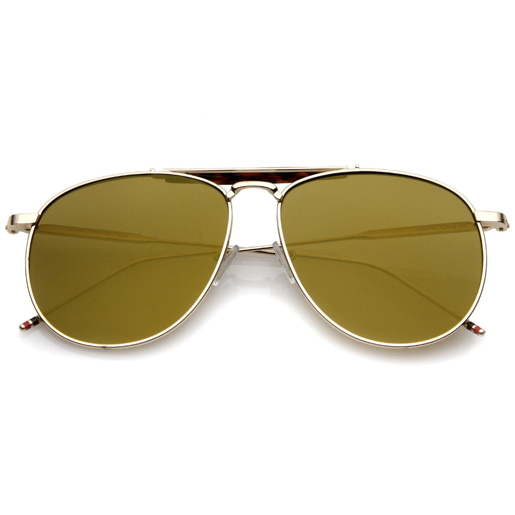 Oversize Round Mirrored Flat Lens Aviator Sunglasses A797