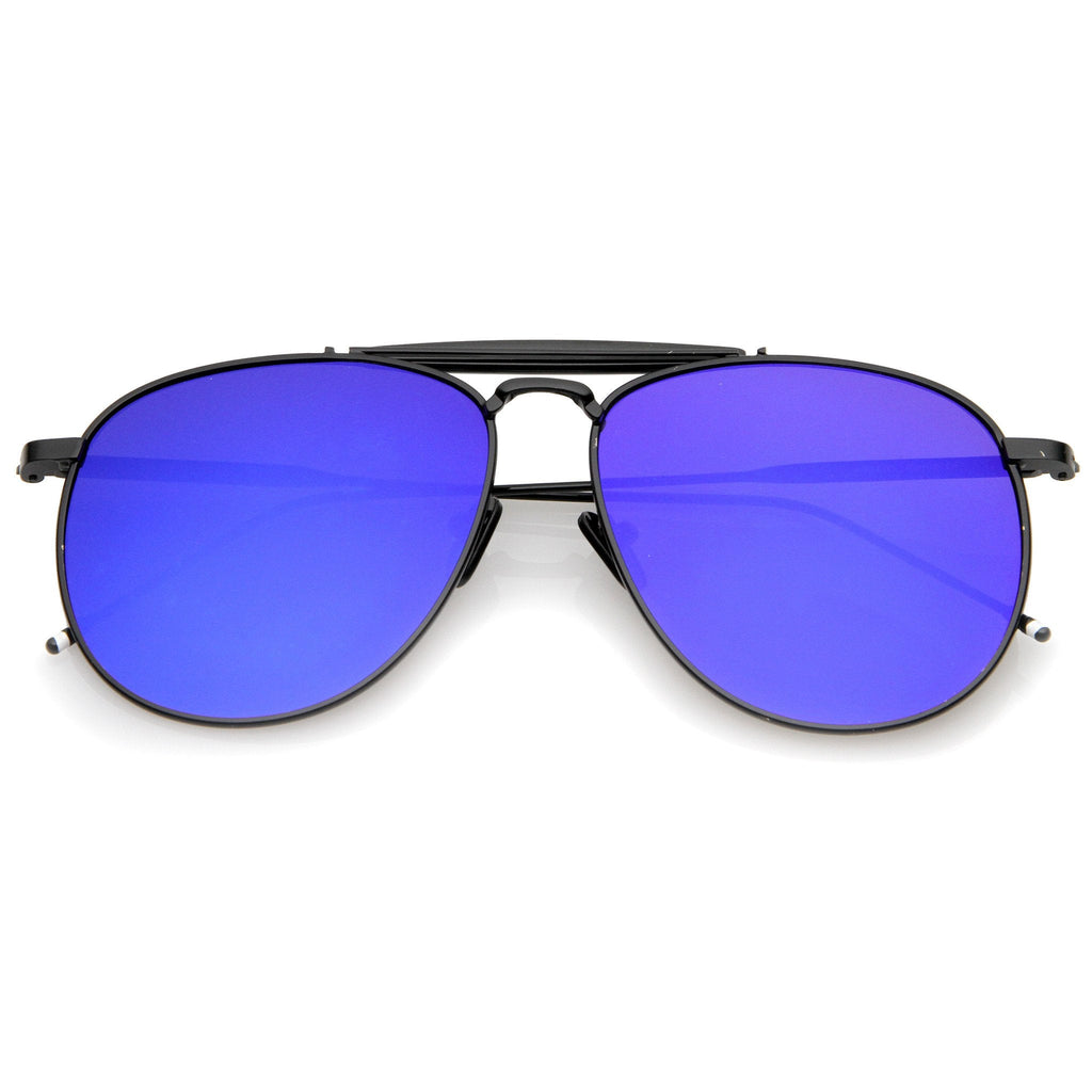 Oversize Round Mirrored Flat Lens Aviator Sunglasses A797