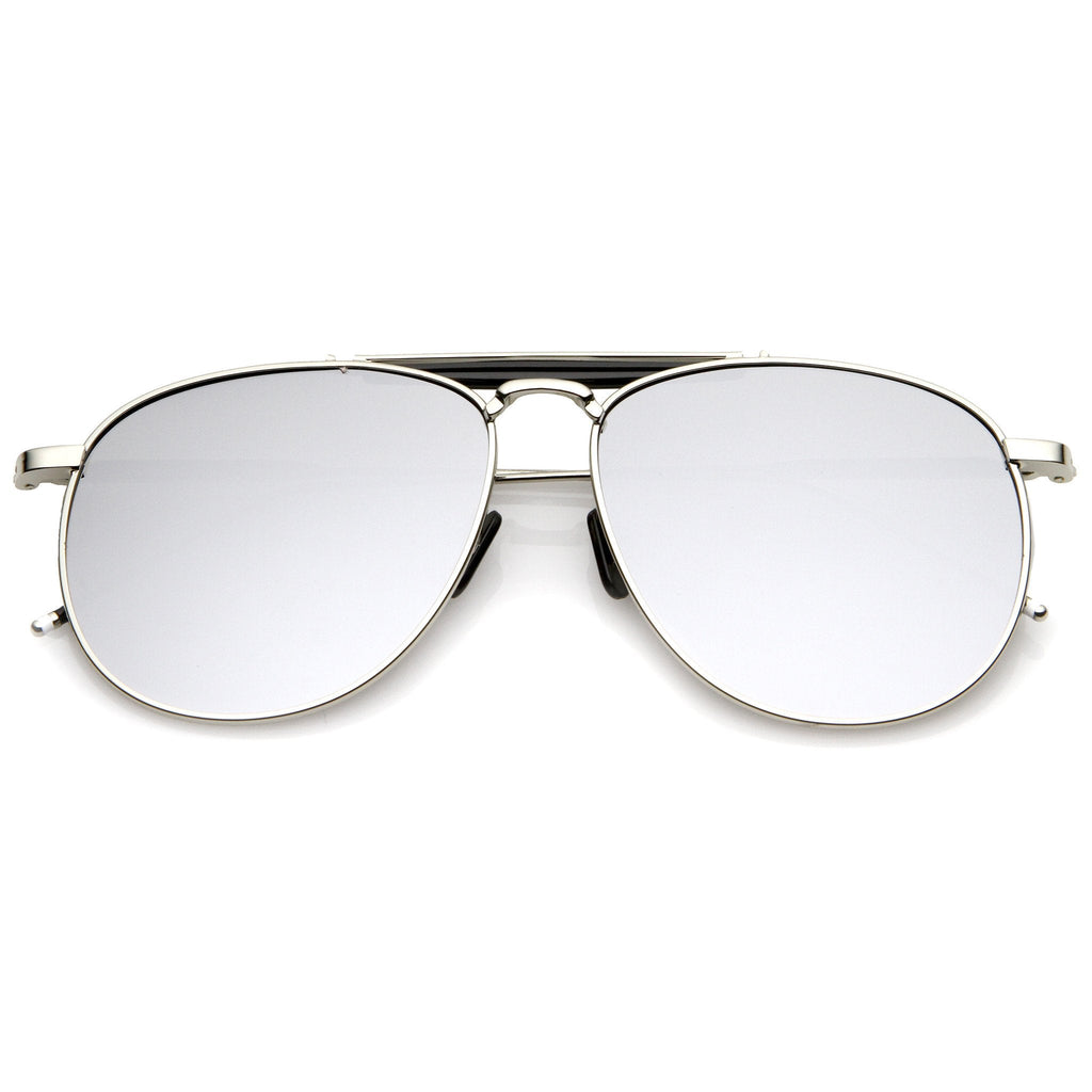 Oversize Round Mirrored Flat Lens Aviator Sunglasses A797