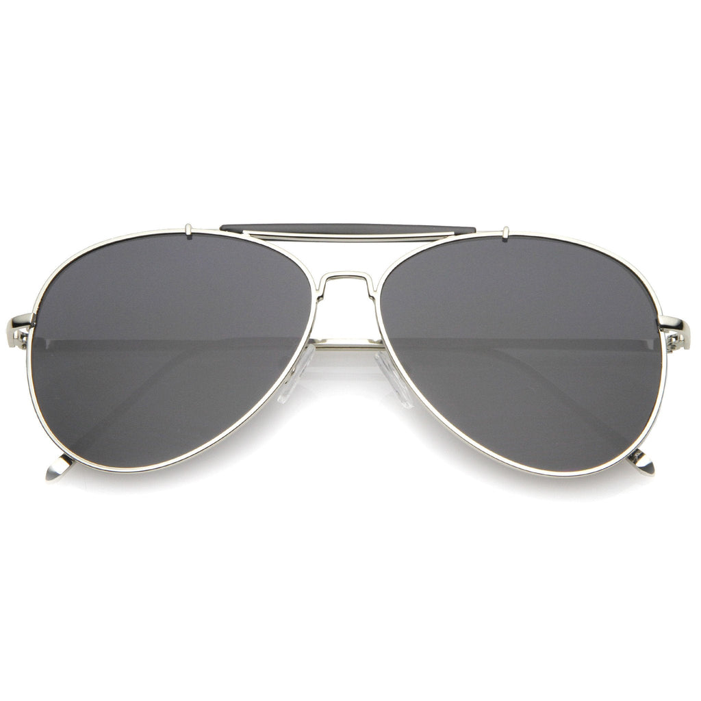 Oversize Dual Bridge Flat Lens Aviator Sunglasses A784