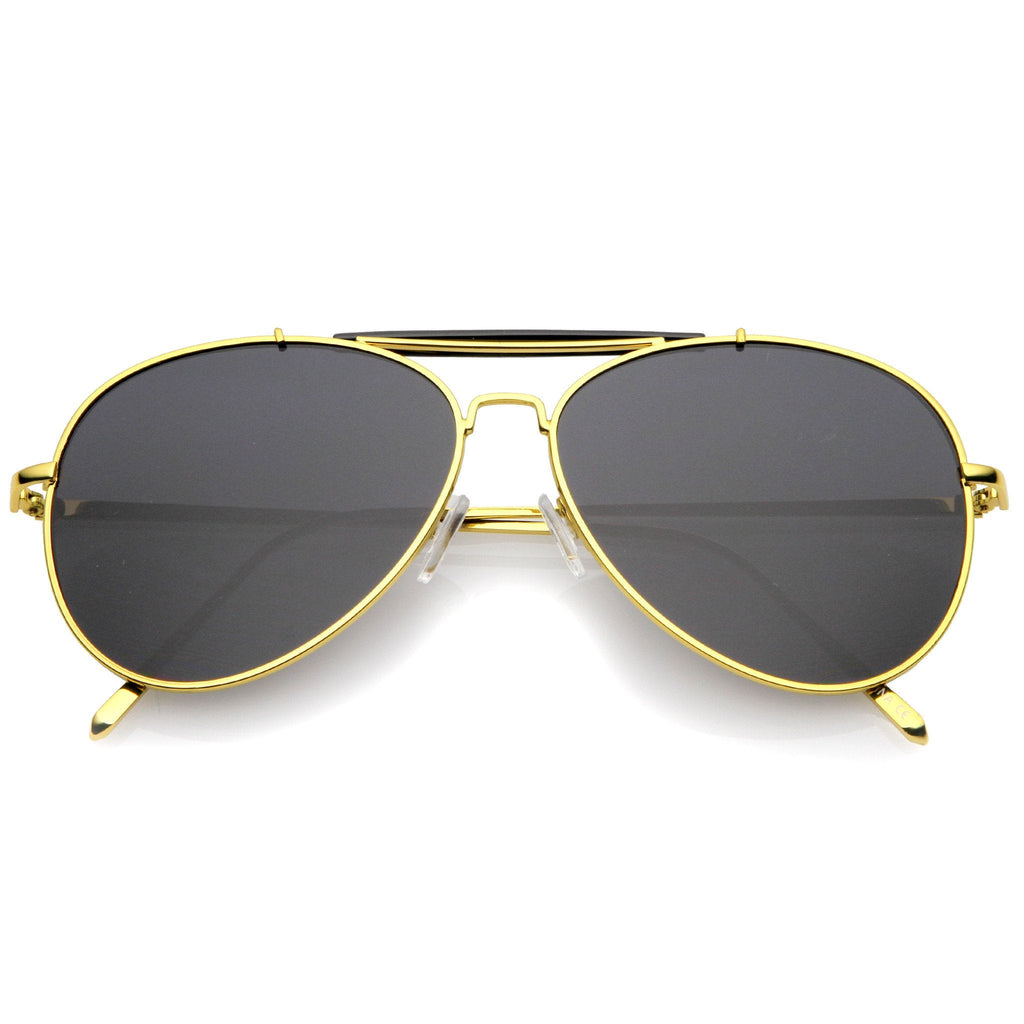 Oversize Dual Bridge Flat Lens Aviator Sunglasses A784