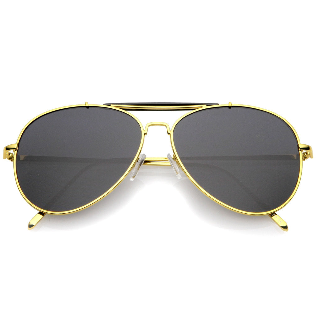 Oversize Dual Bridge Flat Lens Aviator Sunglasses A784