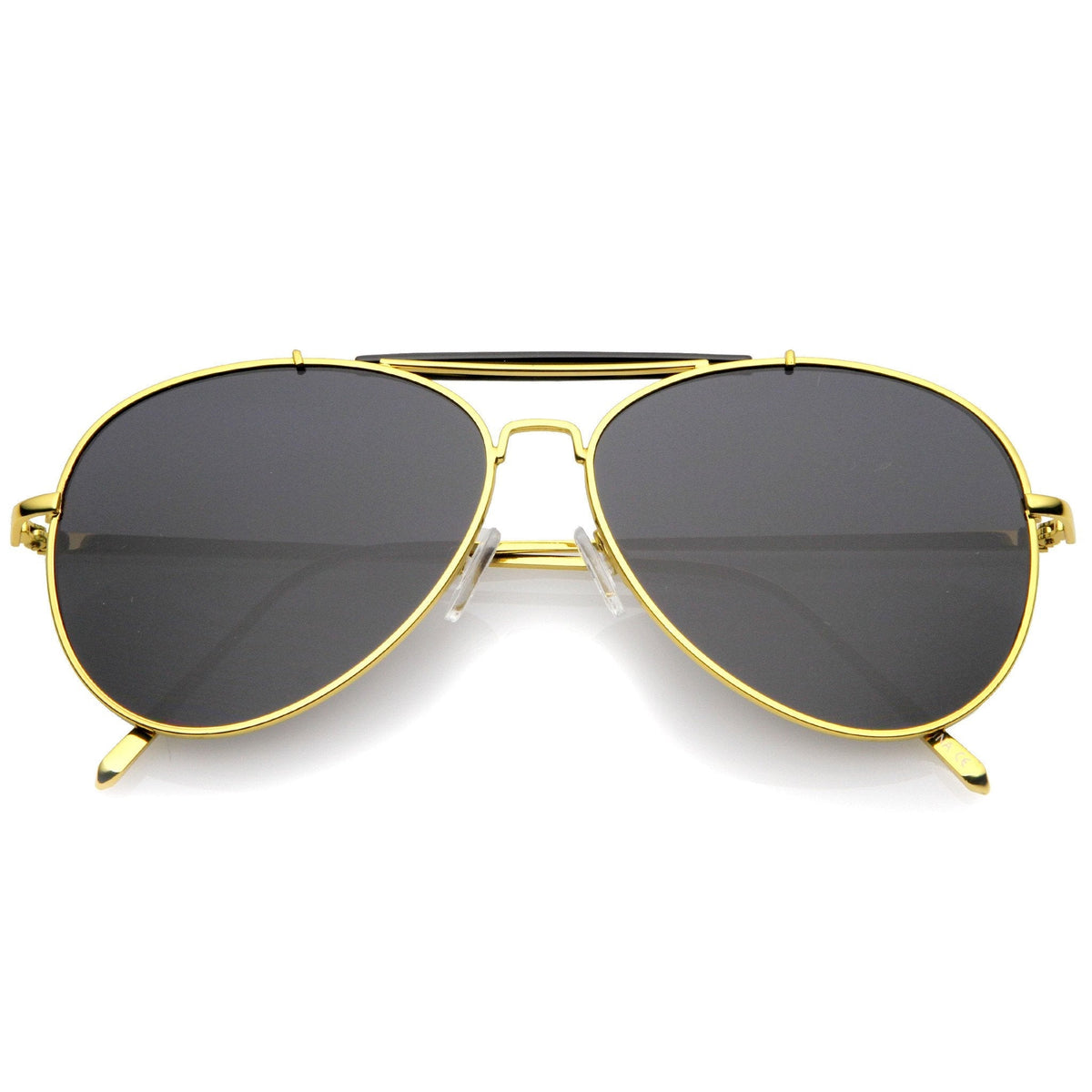 Oversize Dual Bridge Flat Lens Aviator Sunglasses A784