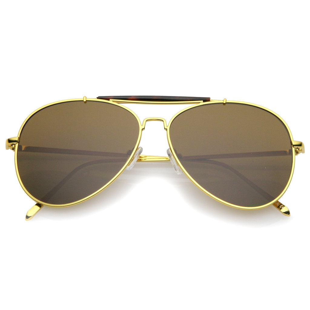 Oversize Dual Bridge Flat Lens Aviator Sunglasses A784
