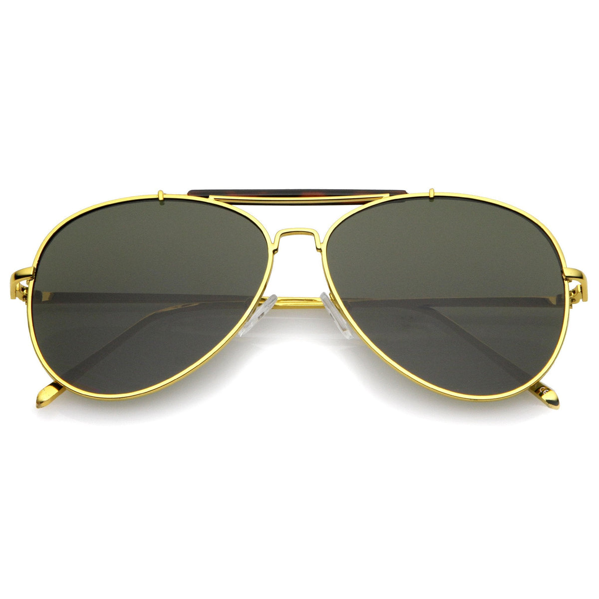 Oversize Dual Bridge Flat Lens Aviator Sunglasses A784