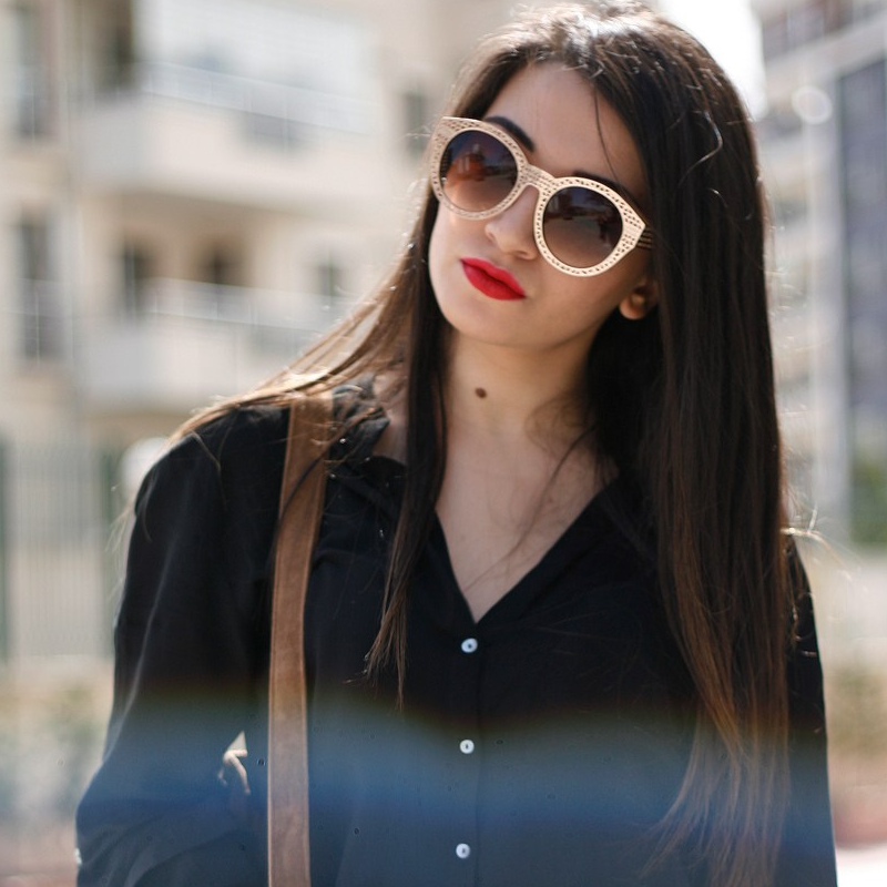 Unique Laser Mesh Cut Round Metal Women's Sunglasses 9816