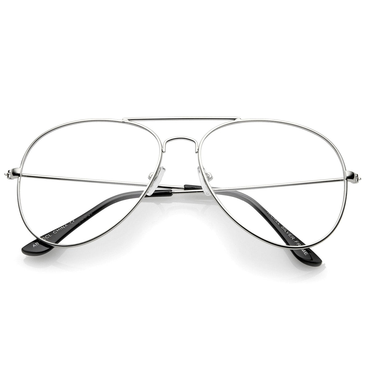 Retro Full Metal Aviator Dapper Clear Lenses Glasses