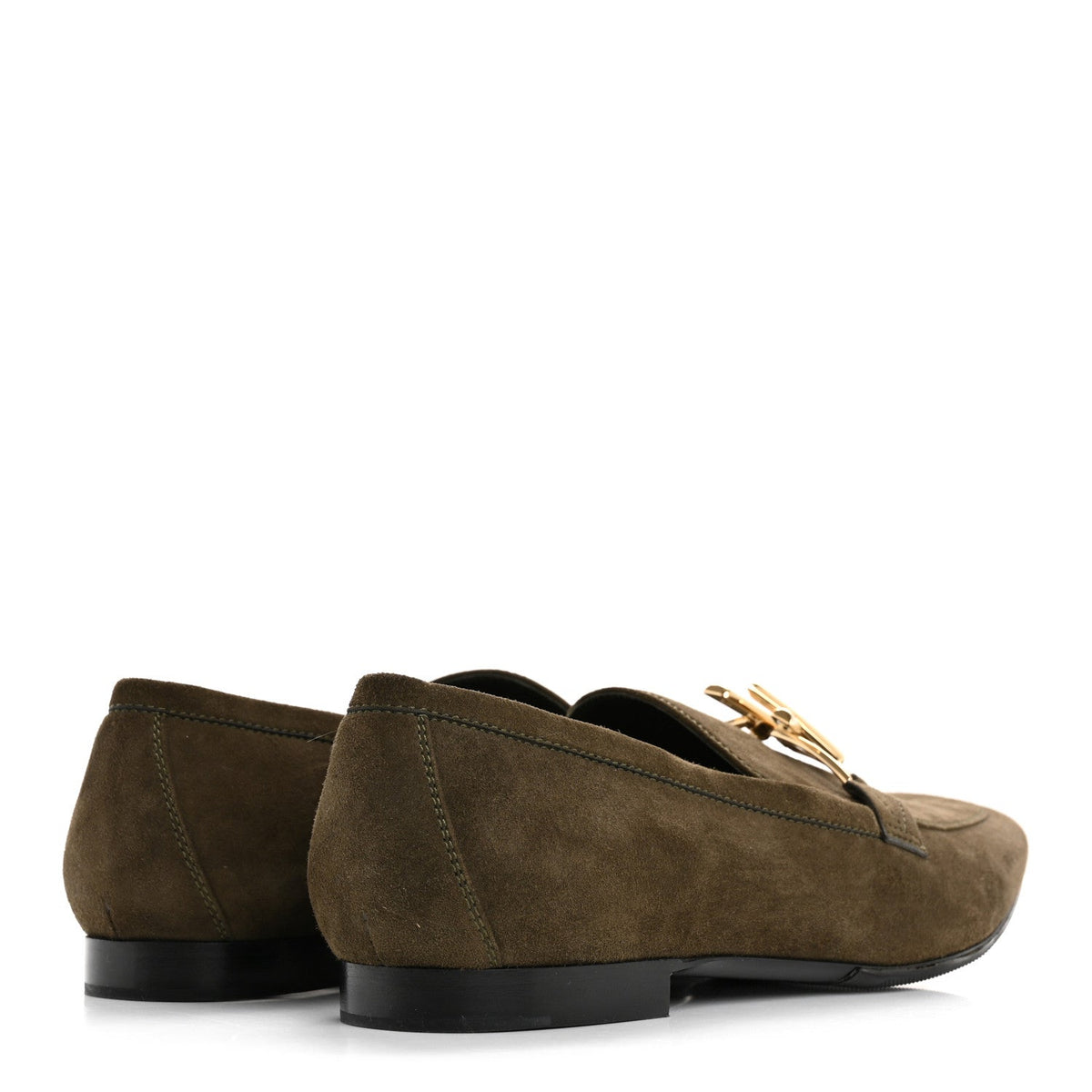 Suede Upper Case Flat Loafers 37 Green