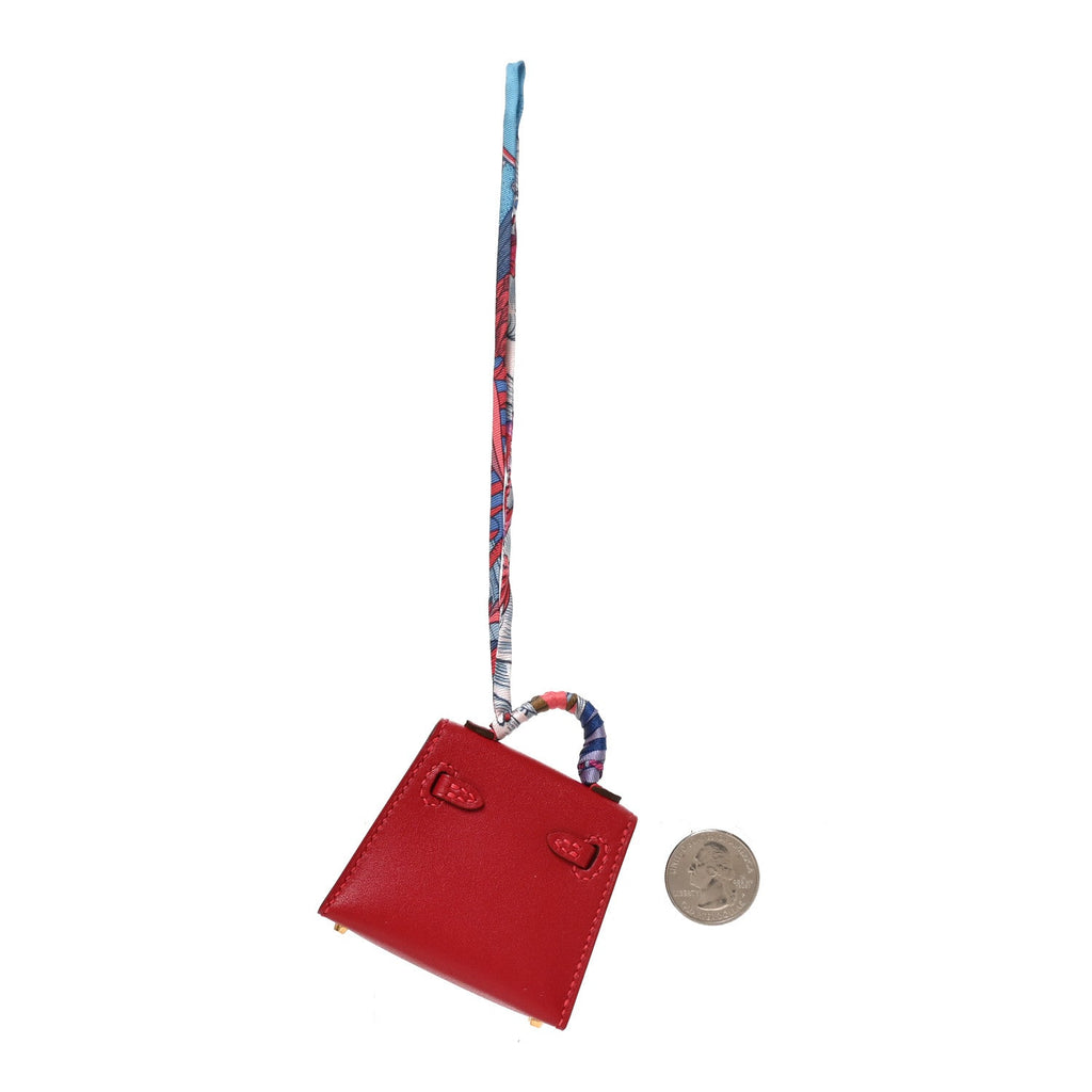 Tadelakt Mini Kelly Twilly Bag Charm Rouge Vif Bleu Jean Rose Extreme