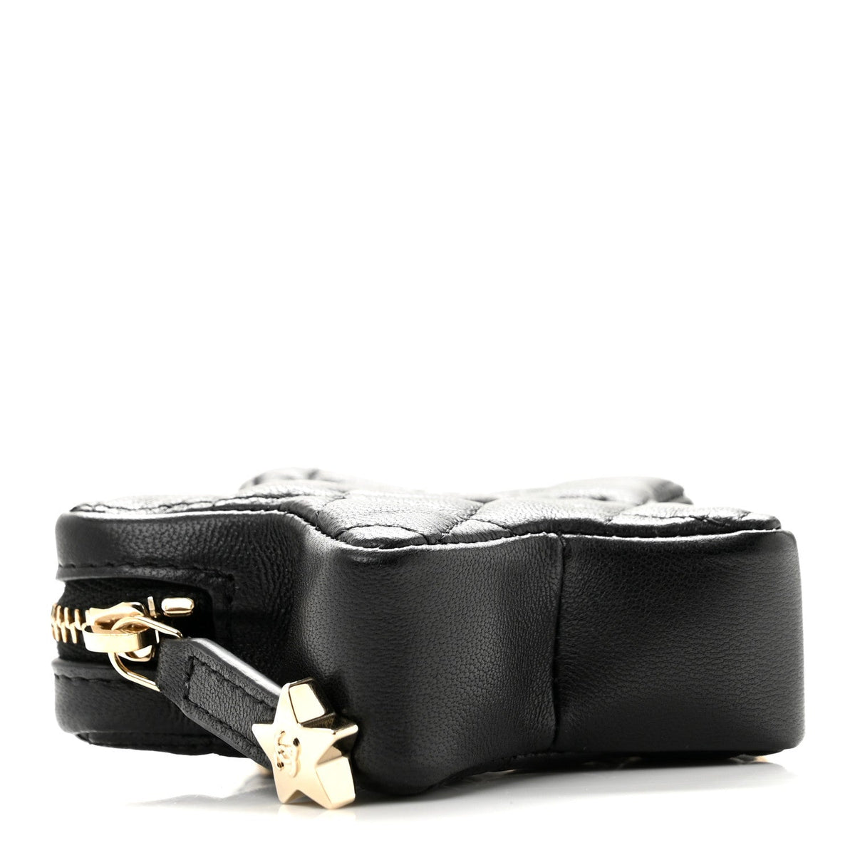 Lambskin Quilted Walk of Fame Star Bag Charm Black