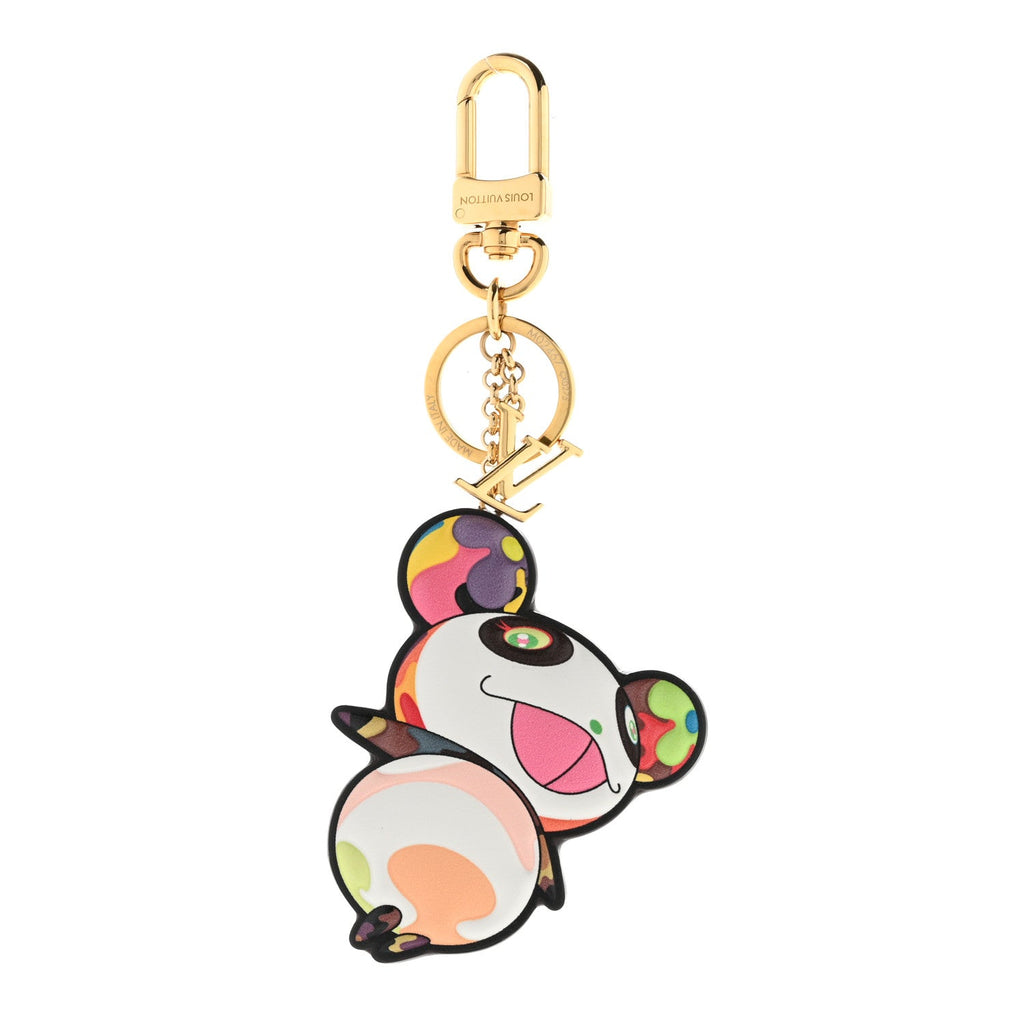 LV x TM Cowhide Monogram Superflat Panda Key Ring Bag Charm Multicolor