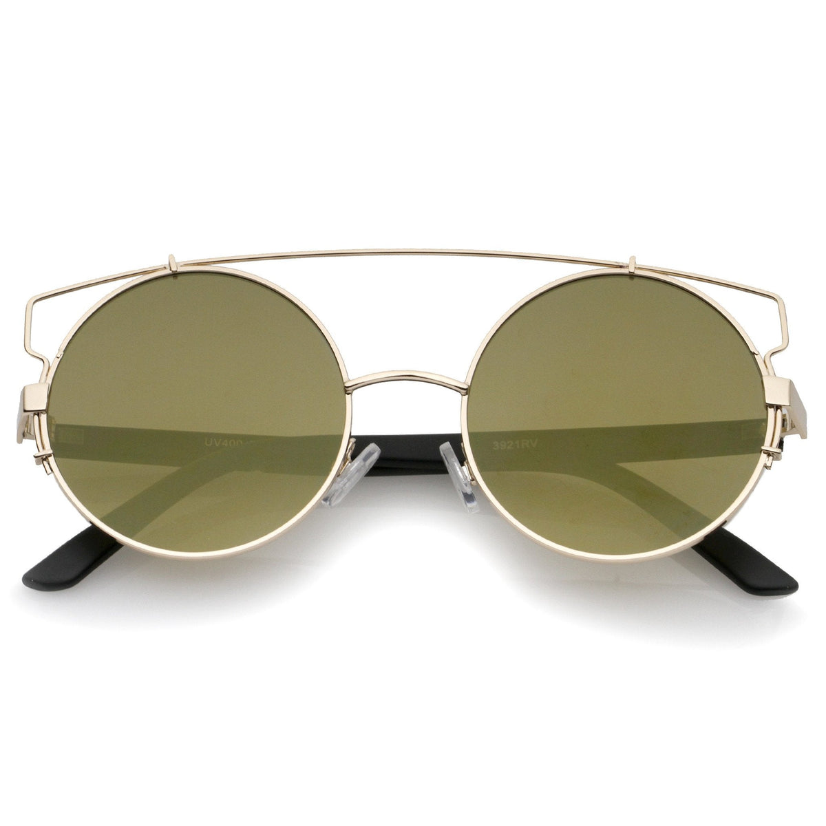 Retro Modern Round Cross Bar Mirrored Lens Sunglasses A543