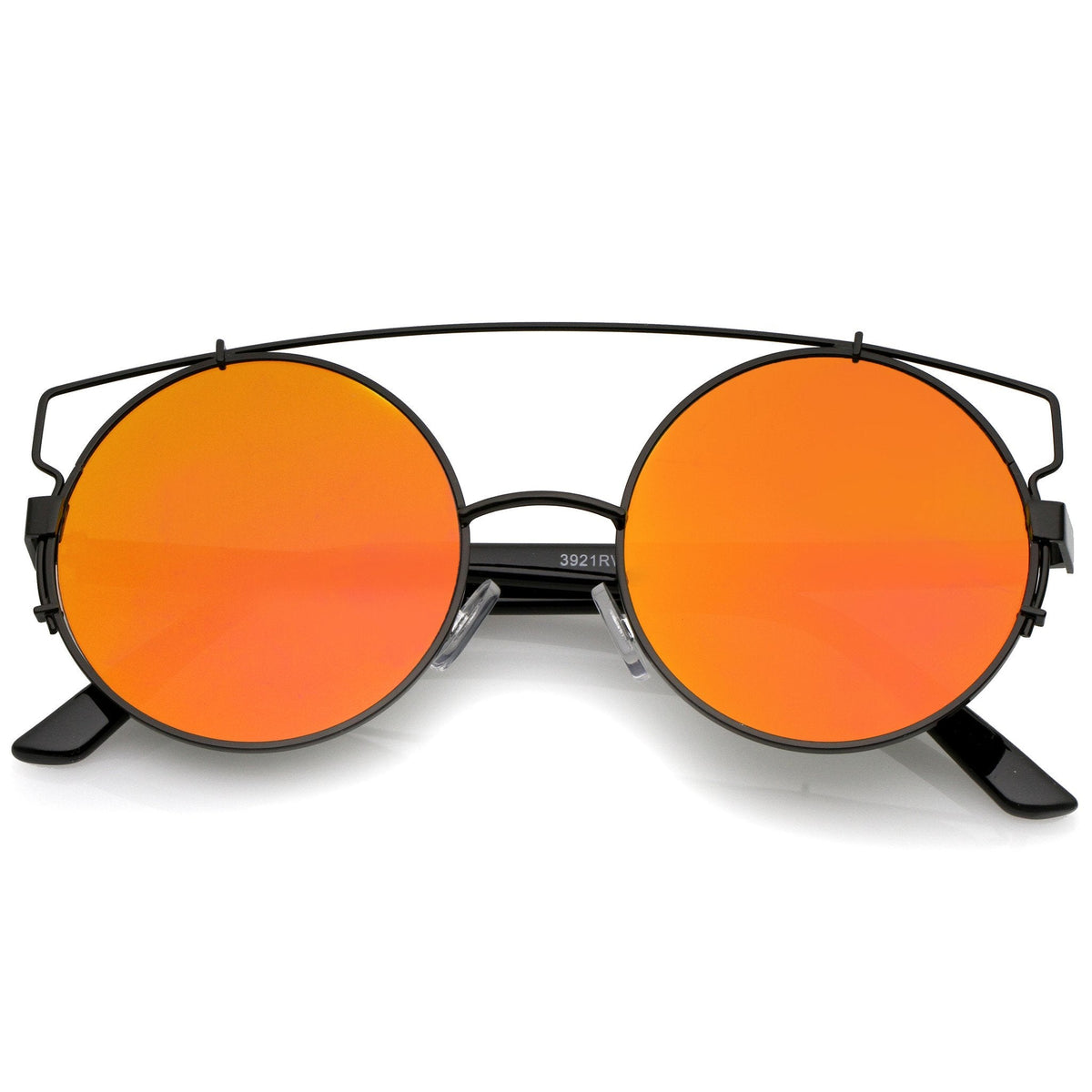 Retro Modern Round Cross Bar Mirrored Lens Sunglasses A543