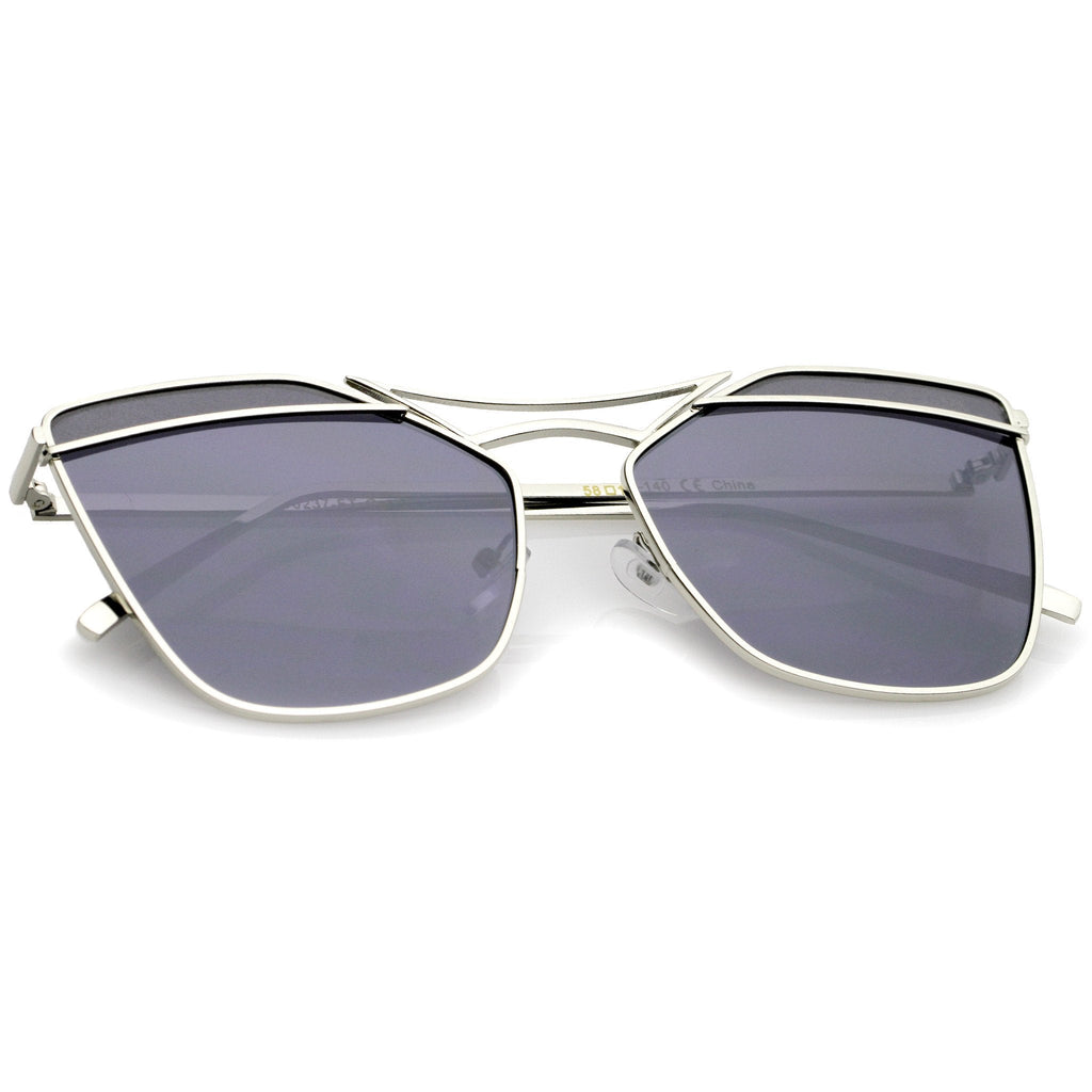 Women's Laser Cut Dual Flat Lens Sunglasses A968