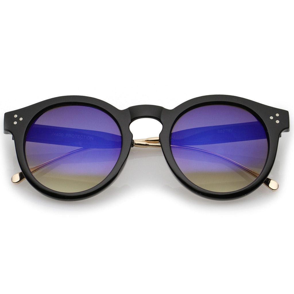 Retro P3 Round Horned Rim Mirrored Lens Sunglasses A772