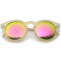 Retro P3 Round Horned Rim Mirrored Lens Sunglasses A772