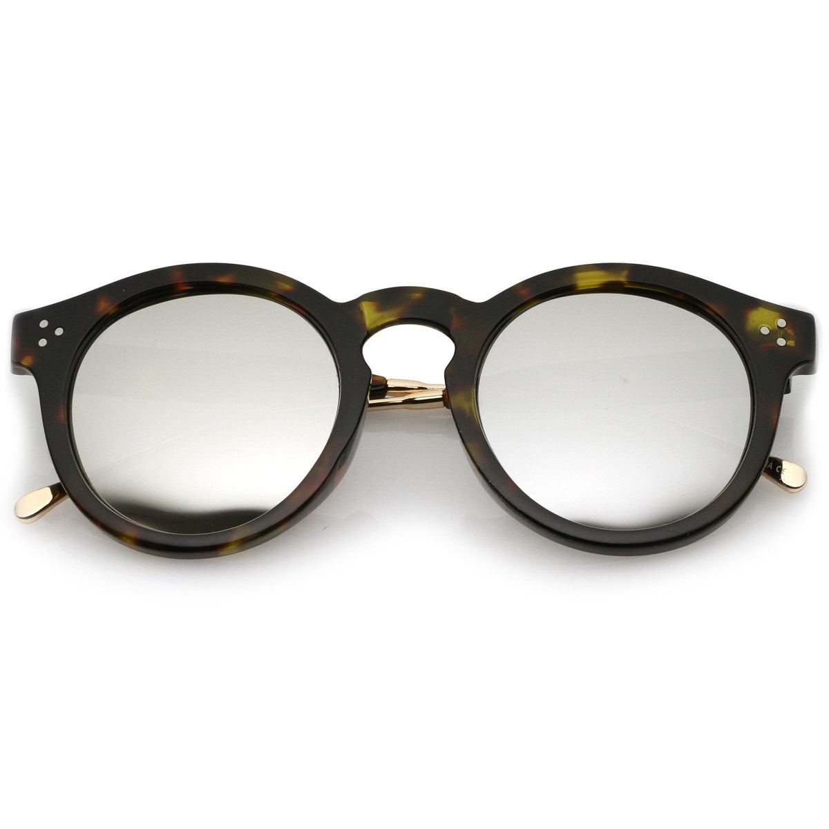 Retro P3 Round Horned Rim Mirrored Lens Sunglasses A772
