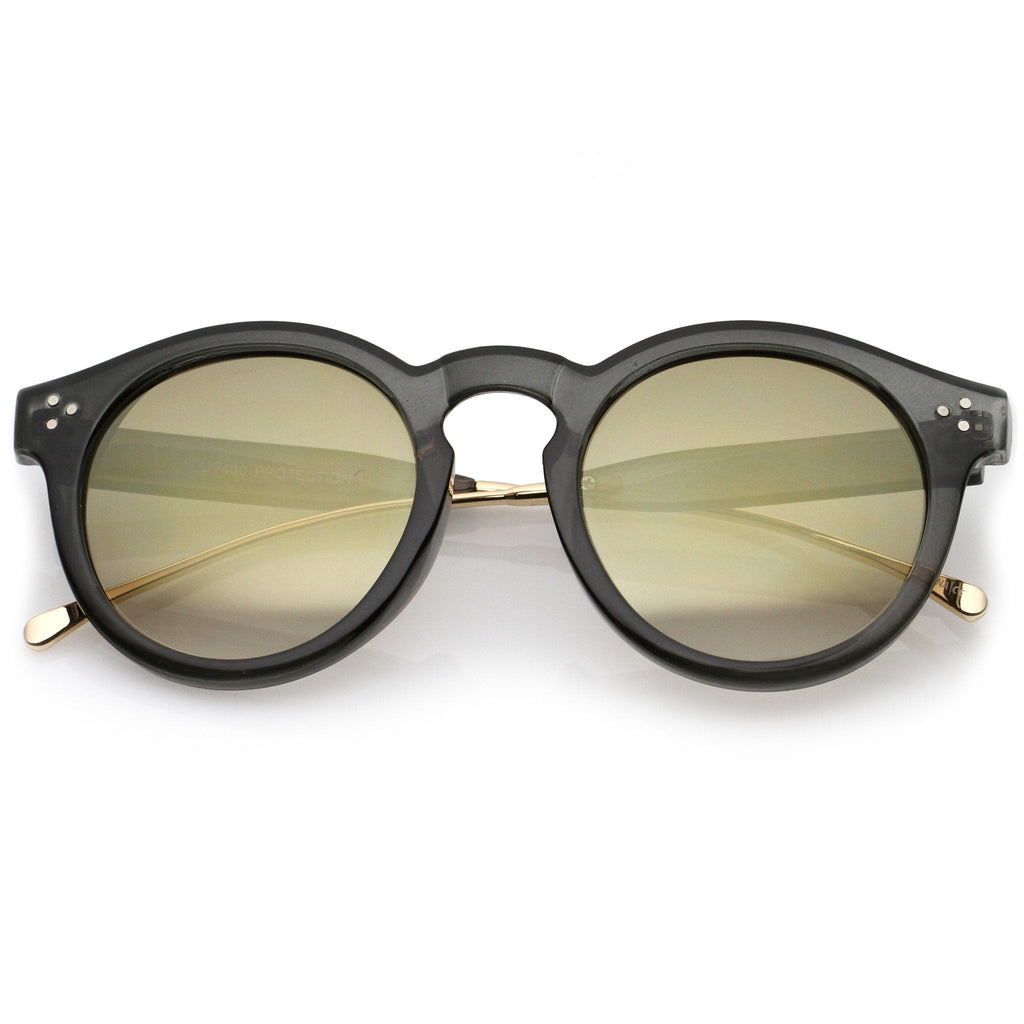 Retro P3 Round Horned Rim Mirrored Lens Sunglasses A772