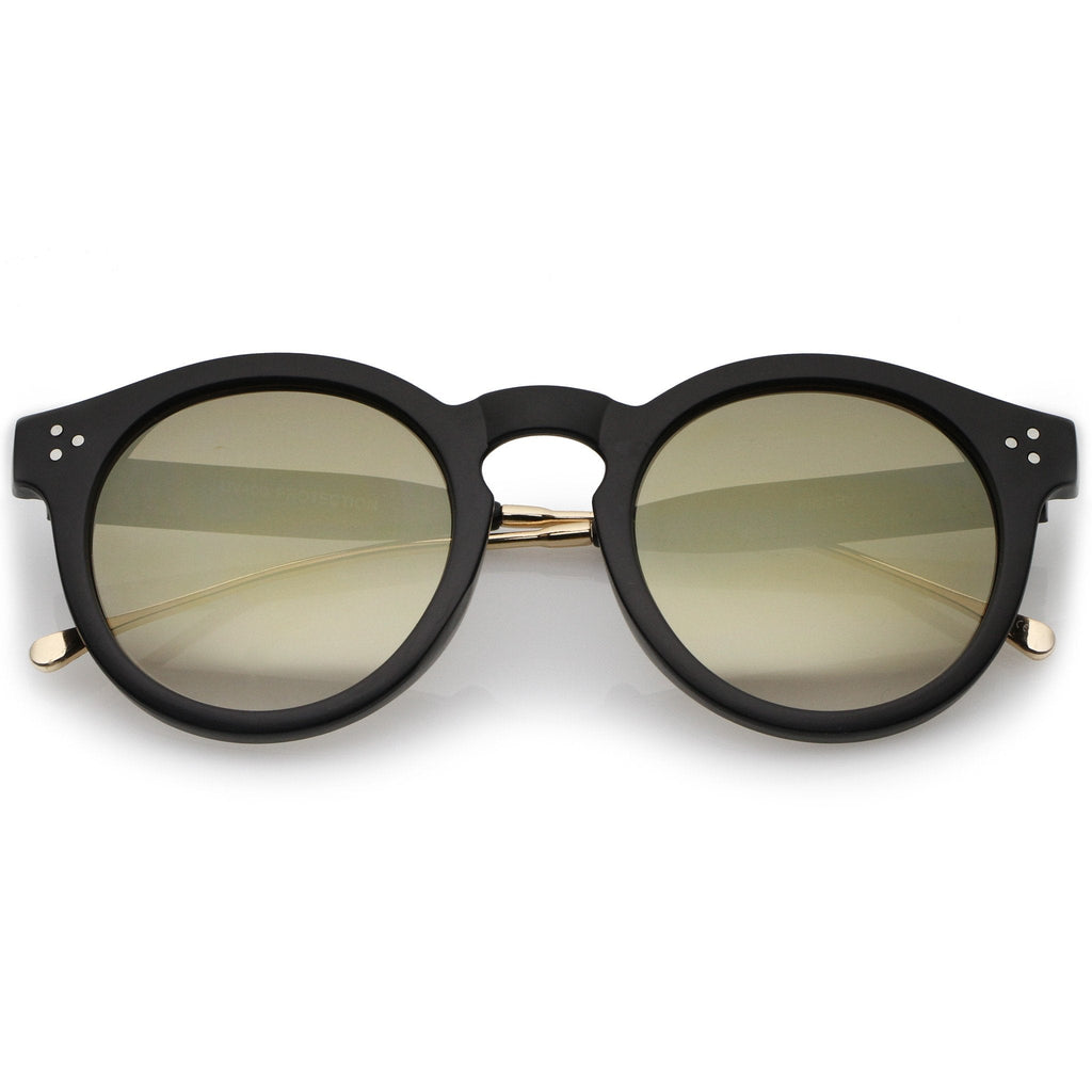 Retro P3 Round Horned Rim Mirrored Lens Sunglasses A772