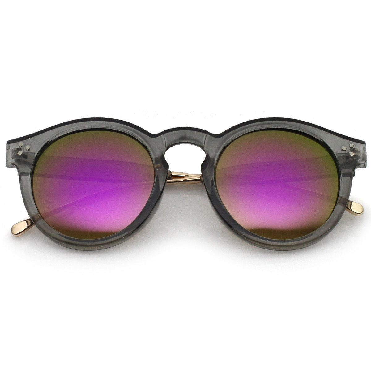 Retro P3 Round Horned Rim Mirrored Lens Sunglasses A772