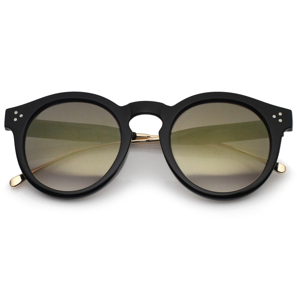 Retro P3 Round Horned Rim Mirrored Lens Sunglasses A772