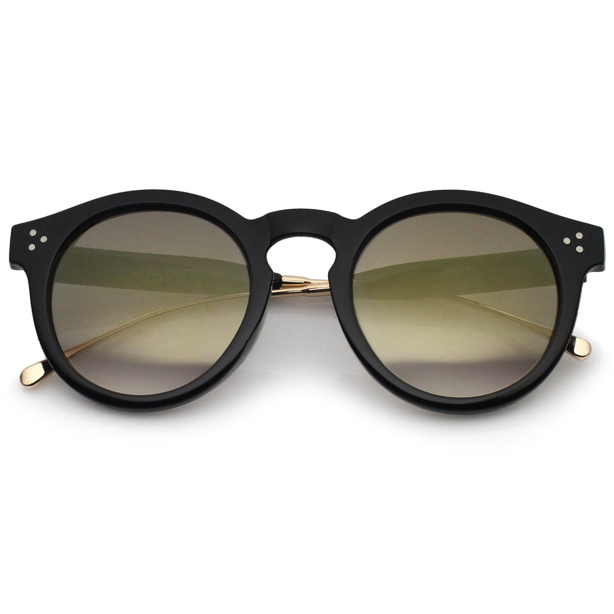 Retro P3 Round Horned Rim Mirrored Lens Sunglasses A772